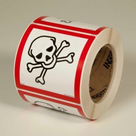 TOP TAPE AND LABEL INCOM® GHS1264 GHS "Skull & Crossbones" Pictogram Label, 4" x 4", 500/Roll GHS¬†1264.00